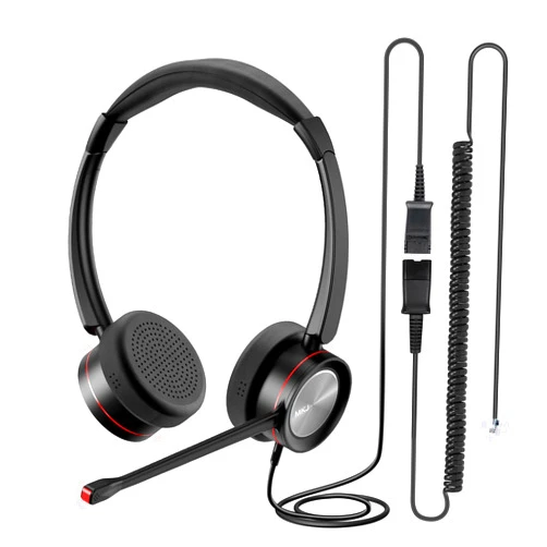 MKJ Telephone Headset with Microphone Noise Canceling, Dual Ear Call Center Headphone Compatible with Cisco Phone 7821 7841 7941G 7942G 7945G 7960G 7975G 8841 8865 9975