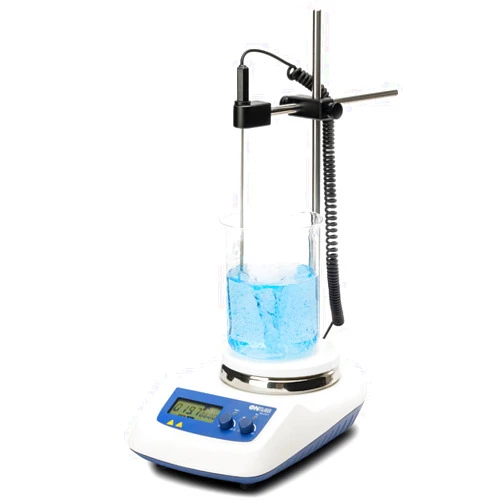 ONiLAB 5 inch LCD Digital Hotplate Magnetic Stirrer Hot Plate with Ceramic Coated Lab Hotplate 340℃ Stir Plate, Magnetic Mixer 20L Stirring Capacity 100-1500rpm, Stirring Bar Included, White/Dark Blue