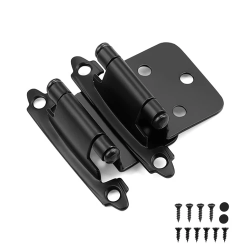 knobelite Black Cabinet Hinges for Kitchen Cabinets (25 Pair -50 Pcs) -Variable Overlay Decorative Self Closing Kitchen Cabinet Hinges Flush
