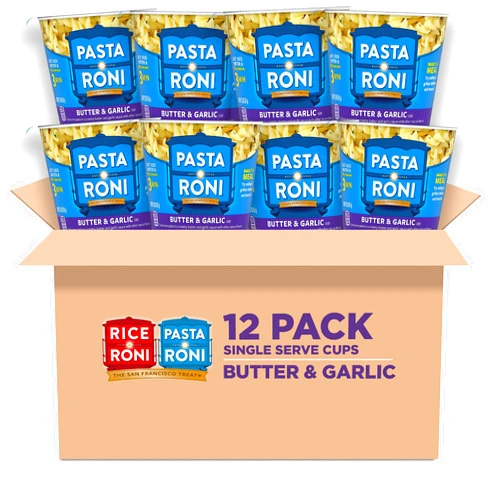 Pasta Roni Cups Mix, Butter & Garlic Pasta, 2.15 Oz (Pack of 12)