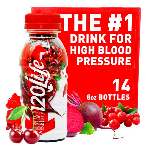 120LIFE 120/Life Blood Pressure Support, Beet Root Juice, Pomegranate Extract, Cranberry Juice, Tart Cherry, Hibiscus, and Magnesium (8 Fl Oz, Pack of 14) - Gluten-Free & Vegan