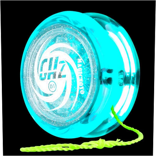 MAGICYOYO Toys Looping Yo-Yo, D1 Responsive Beginner Yoyo with Strings, Plastic Body Great for String Tricks for Advance Players to Perform Like Pros + Extra 3 Strings -Glitter Crystal Green