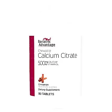 Bariatric Advantage Calcium Citrate Chewable 500mg with Vitamin D3 for Bariatric Surgery Patients Including Gastric Bypass and Sleeve Gastrectomy, Low Sugar - Cinnamon Flavor, 90 Count