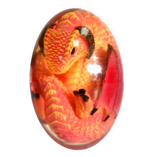 N\D Lava Dragon Egg - Dinosaur Resin Indoor Decorations Dream Crystal Transparent Dragon Egg Ornaments,Exquisite Ornaments Souvenir, Resin Table Top Crafts (Red Dragon Egg No Base)
