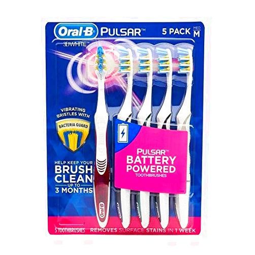 Oral B Oral-B Pulsar Vibrating Bristles Toothbrush, Medium, 5 Pack (Colors May Vary)