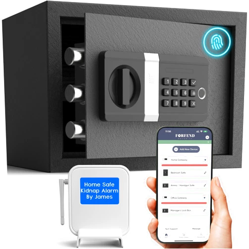 FORFEND Security FORFEND Smart Home Safe | WiFi Safe Box App Lock/Alarm | Voice Command, Kidnap Alarm, Tamper Detect, Frozen Mode, Sub Account| Digital Safe Anti Theft