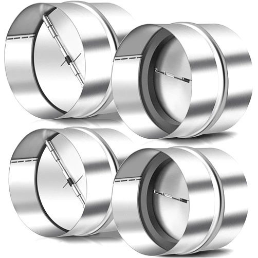 Copkim 4 Pieces 4 Inch Backdraft Damper One Way Airflow Dryer Vent Backflow Preventer Duct Draft Stopper Inline Fan Vent Deflector with 2 Spring Loaded Folding Blades for Range Hoods Bathrooms Kitchen