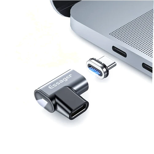 ESSAGER 𝐄𝐒𝐒𝐀𝐆𝐄𝐑 USB C Magnetic Adapter 24Pins, Type C Magnetic Connector Support PD 100W USB3.1 Gen2x2 20Gbps Data Transfer 4K@60 Hz Video Output, Compatible with MacBook Pro/Air Type C Devices