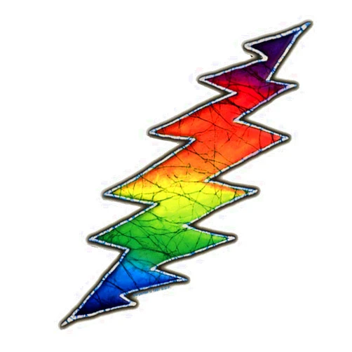 Dye the Sky Tina Carpenter Batik Grateful Dead Rainbow Lightning Bolt Art Decal Mini Window Sticker (1.25 x 3 inches)