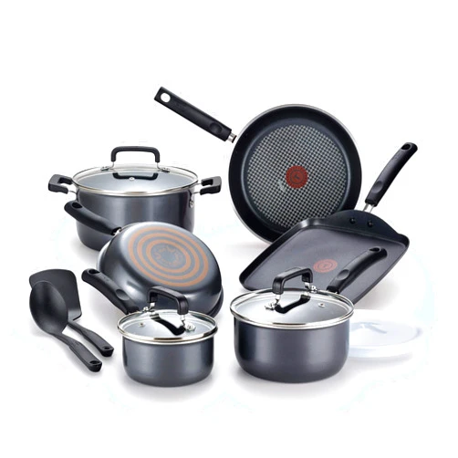 T-fal Signature Nonstick Cookware Set 12 Piece Oven Safe 350F Pots and Pans, Dishwasher Safe Black