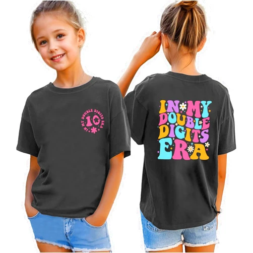 YHHR in My Double Digits Era Birthday Girls Shirts 10 Year Old Girl Tshirt 10th Birthday Shirts for Girls Party Gift Tee Tops