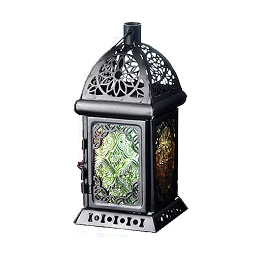 RoyamS Glass Candle Lanterns,Decorative Candle Lanterns,Hm Vicyy Garden Lanterns For Candles,Decorative Lanterns,Moroccan Lantern,Retro Iron Candle Lantern,Portable Wrought Iron Stained Glass Decorative Lant