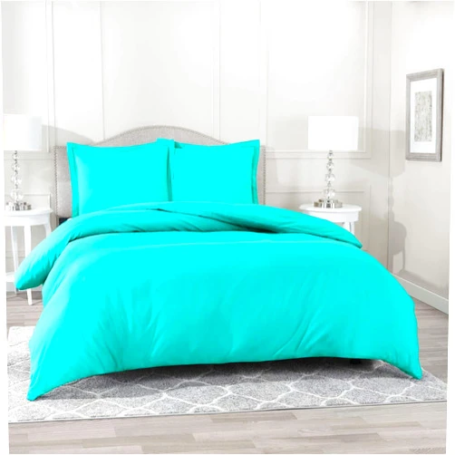 Den Bedding 1 Piece Duvet Cover Set 100% Egyptian Cotton with Zipper Closure & Corner Ties Solid Pattern 600 TC Ultra Soft Includes (1 Duvet Cover Only) Turquoise Palatial King (120''x98'')