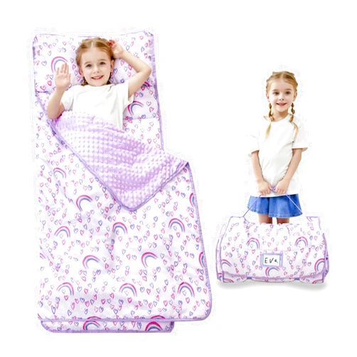 Lasoftan Toddler Nap Mat with Pillow and Blanket, Extra Large Rolled Napping Mats,Slumber Bags for Boys Girls,Kids Sleeping Bag for Daycare, Preschool Travel Camping