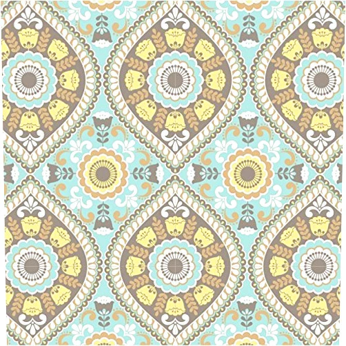 DAVID TEXTILES Ethnic Folk Light Teal Cotton Fabric by The Yard