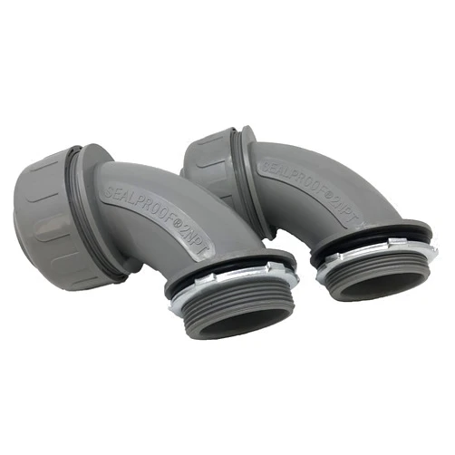 Sealproof 2-Inch 2 Pack Non-Metallic Liquid-Tight 90-Degree Conduit Connector Fitting, 2