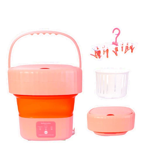 Witice Portable Washing Machine,Mini Foldable Washer and Spin Dryer, Small Washer for Baby Clothes, Underwear or Small Items, Apartment, Dorm, Camping, RV Travel laundry,Lightweight and Easy to Carry (Pink)