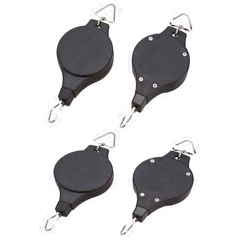 YAMIA Retractable Plant Pulley Plant Pulley, 4 Pack Retractable Heavy Duty Easy Reach Pulley Plant Hanging Flower Basket Hook Hanger, for Garden Baskets Pots Indoor Outdoor Decoration - Black