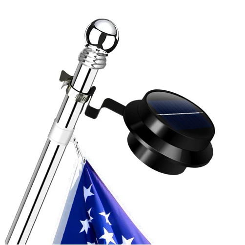 SYZJGCCR Flag Pole Light Solar Powered Outdoor Top Mounted Flagpole Solar Light, Metal Clamps Fits 1”to 1.5”Flagstaff , Brightest Flagpole Lights 13 LED Dusk to Dawn for Wall-Mount Spinning Flag Poles BLACK Y