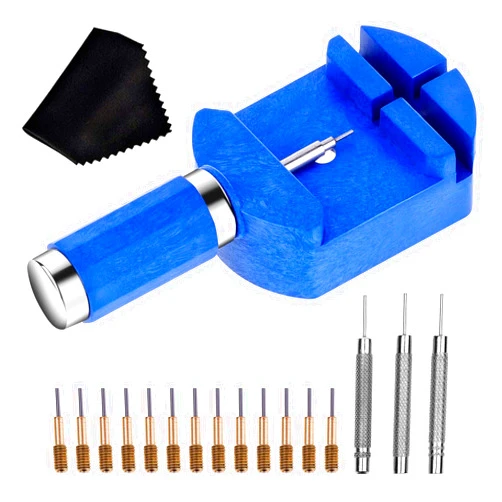 cridoz Watch Link Removal Tool Kit, Watch Band Tool Chain Link Pin Remover with 12pcs Replacement Pins and 3pcs Pin Punches for Watch Bracelet Sizing, Watch Strap Adjustment and Watch Repair