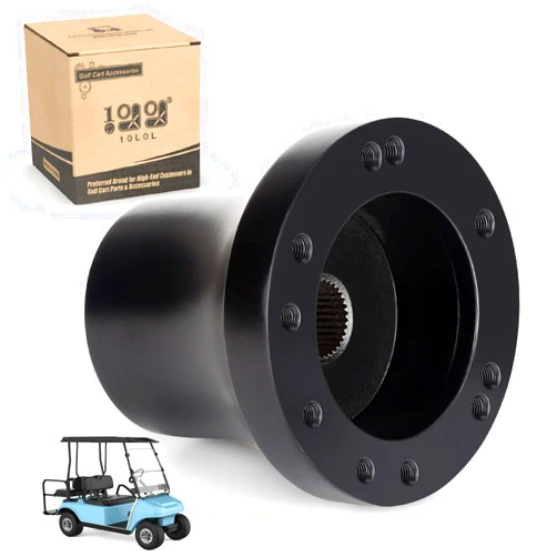10L0L Golf Cart Steering Wheel Adapter Chrome Hub for Club Car DS Golf Carts- Silver/Black