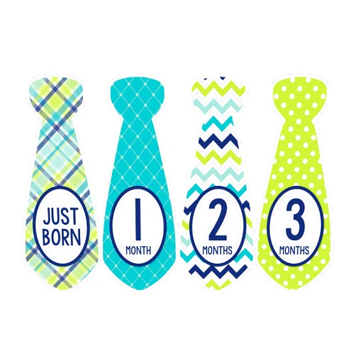 Months In Motion Baby Monthly Necktie Stickers - Baby Milestone Tie Stickers - Newborn Boy Stickers - Month Stickers for Baby Boy - Baby Boy Stickers - Newborn Monthly Milestone Stickers - Set of 20