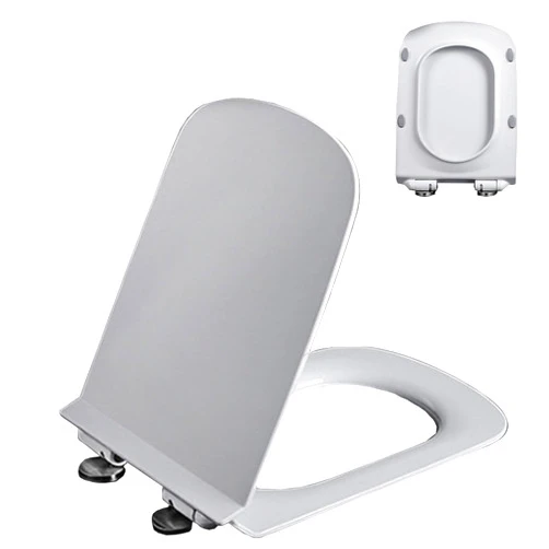 HDNSYNE Toilet Seat Will Slow Close, Never Loosen and Provide The Perfect Fit, Thicken, Urea Formaldehyde, Square Shaped, White, 360° Adjustable Hinge, Quick Removable,04E