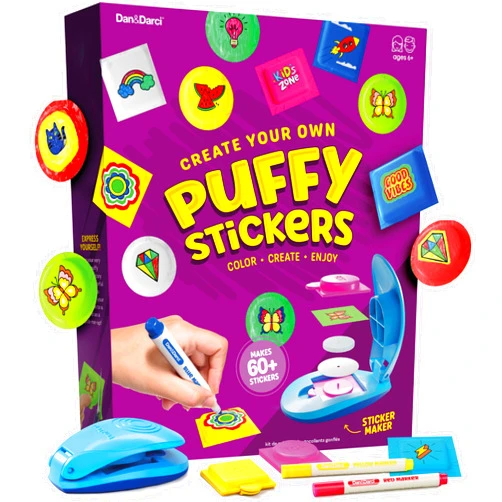 Dan&Darci Puffy Sticker Maker Kit for Kids - Make Your Own 3D Stickers - Create DIY Squishy Arts and Crafts - Easter Craft Kits for Girls & Boys Ages 6-10 - Birthday Gift Ideas Age 6 7 8 9 10 Year Old Gifts