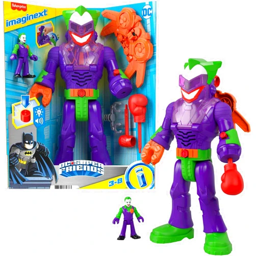 Fisher-Price Imaginext DC Super Friends Robot Toy, The Joker Insider & LaffBot 12-Inch with Lights Sounds & Figure for Kids Ages 3+ Years