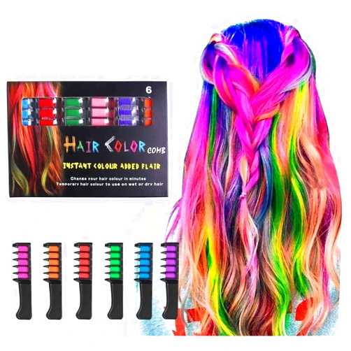 LAWOHO Hair Chalk Comb LAWOHO 6 Colors Temporary Hair Dye Marker Gifts for Girls Kids Adults for Halloween Christmas Birthday Party, Cosplay