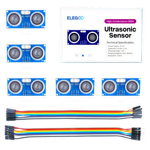 ELEGOO 5PCS HC-SR04 Ultrasonic Module Distance Sensor Compatible with Arduino UNO MEGA Nano Robot XBee ZigBee