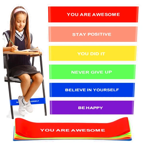 Libima 24 Pcs 1.1 mm Classroom Chair Bands for Kids with Fidgety Feet Inspirational Fidget Bands for Classroom Chair Bands with ADHD Sensory Needs Flexible Seating for School Students(Rainbow Colors)