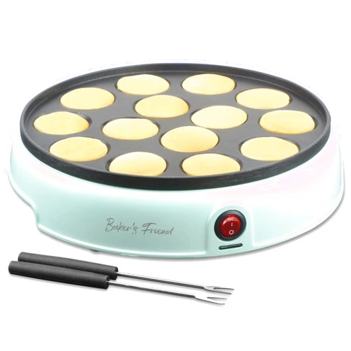 Baker's Friend Mini Pancakes Maker Machine, Dutch Mini Pancake Griddle, 14 Holes Electric Poffertjes Pan, Ideal for Breakfast, Snacks, Desserts & More