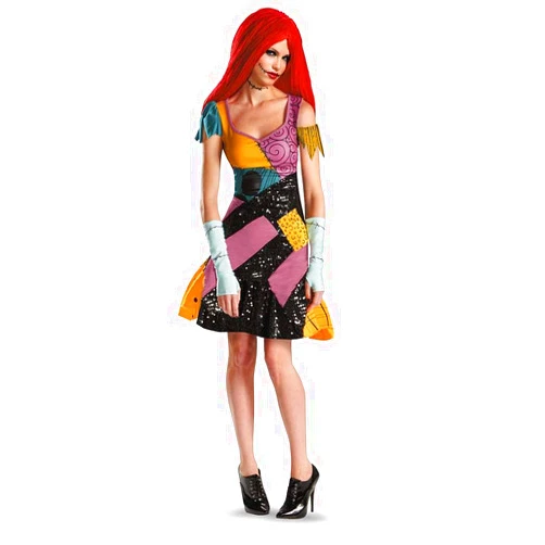 Disney Disguise Tim Burtons The Nightmare Before Christmas Sally Glam Adult Costume,Yellow/Black/Purple,Medium/8-10