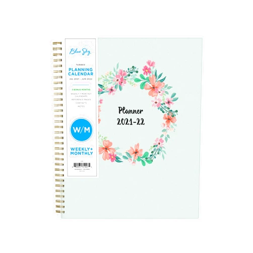 Blue Sky 2021-2022 Academic Year Weekly & Monthly Planner, 8.5
