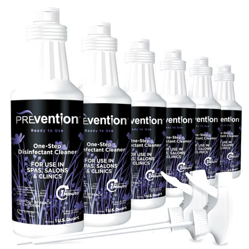 Prevention Ready-To-Use Disinfecting Cleaner – Hospital Grade Disinfectant Spray Solution for Salons, Spas, Clinics, Surfaces – Sanitizing Solution & Two Reusable Sprayers – 32oz Bottle (6 Pack)