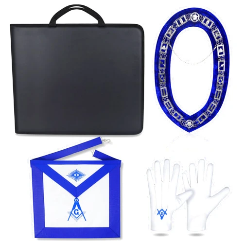 SialkotCrafts Masonic Regalia Blue Lodge Master Mason +APRON + COLLAR + GLOVES + CASE- Package