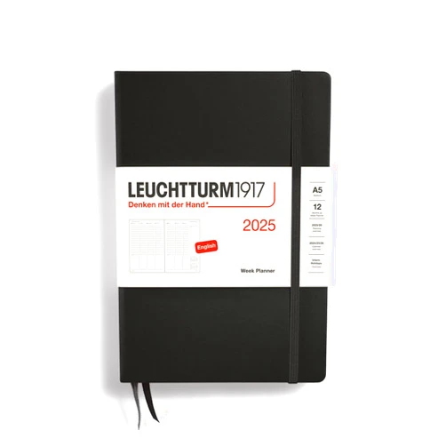 LEUCHTTURM1917 - Week Planner 2025, Hardcover, Medium (A5), Black (Jan 1 - Dec 31, 2025)