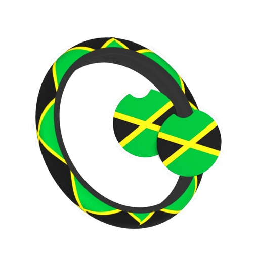 TZBVTAU Jamaican Flag Steering Wheel Cover Cute Funny,Universal Fit 14-15 inch Steering Wheel Cover for Women Men, Automotive Interior Accessories Decorative,with 2 Pack Car Coaster