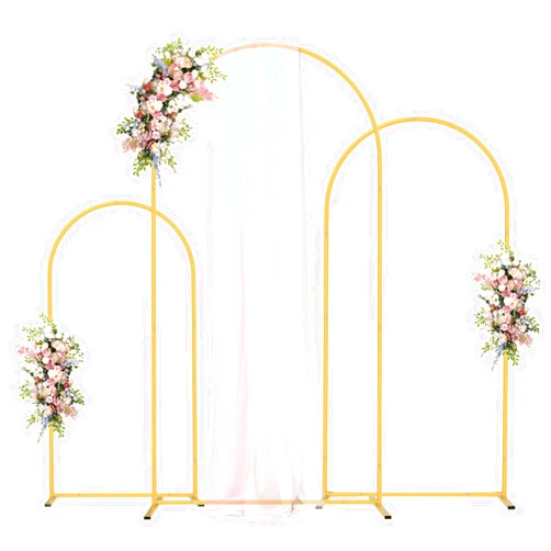 Chamvis Metal Arch Backdrop Stand Set of 3, (6.6FT/5.2FT/4.6FT) Wedding Arch Frame Party Arch Gold Oval Photo Backdrop Arch Stand for Wedding Ceremony Birthday Anniversary Baby Shower Background