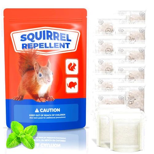 Eviicct Squirrel Repellent Outdoor 10 Pouches, Squirrel Deterrent for Bird Feeders, Natural Chipmunk Repellent for Keep Squirrels Out of Flower Pots Lawn Garden, Repel Squirrels from Attic Car Indoor