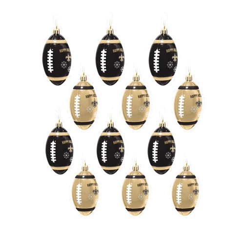 FOCO New Orleans Saints NFL 12 Pack Football Ornament Set