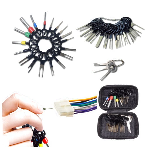 Ecocstm 41 PCS Terminal Removal Tool Kit,Pin Extractor Tools Set Electrical Wire Connector Pin Release Depinning Tools for Automotive Car Broken Key Ejector for Home Appliance