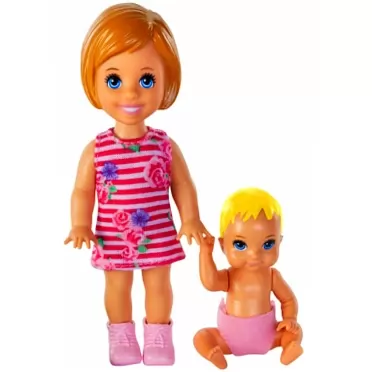 Barbie Skipper Babysitters Inc. Dolls, 2 Pack of Sibling Dolls Includes Small Auburn-Haired Toddler Doll & Blonde Baby Doll Figure in Diaper, for 3 to 7 Year Olds​​