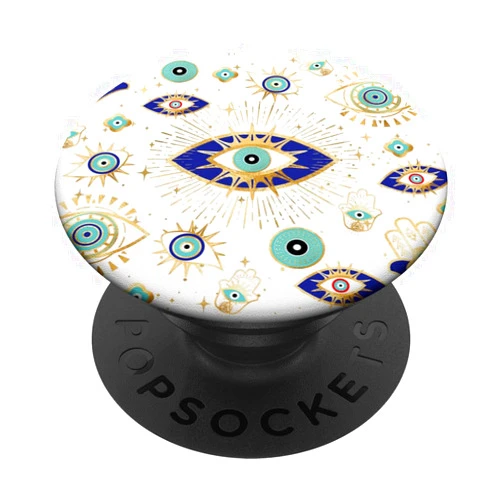 Evil Eye Stuff For Girls & Women Design Co Evil Eye Yellow Indigo Blue Teal PopSockets Adhesive PopGrip