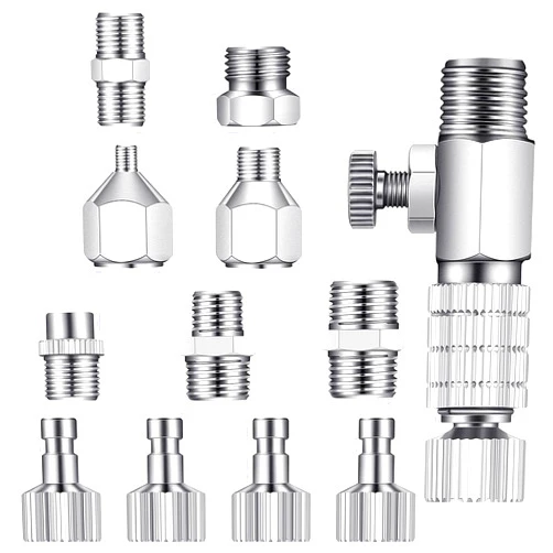 Hotop 13 Pieces Airbrush Adapter Set, Including Airbrush Adapter Kit Airbrush Quick Release Disconnect Fitting Connector Set for Air Compressor and Airbrush Hose