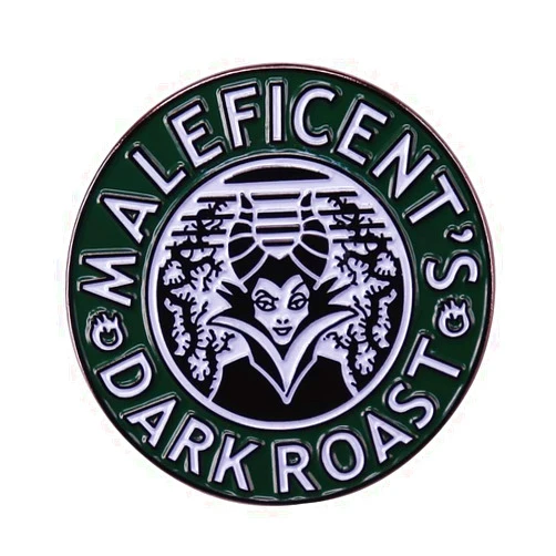 Pinposni Mistress of Evil, maleficent's dark roast big Enamel Pin Metal badge for backpack for coffee lover