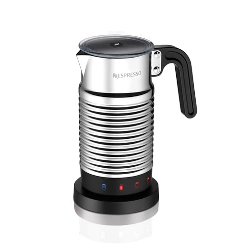Nespresso Aeroccino4 Dishwasher-Safe Electric Milk Frother with Four Styles of Preparation (Silver and Black)