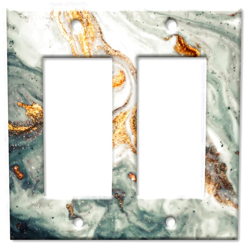Art Plates 2-Gang Rocker (Decora) OVERSIZE Switch Plate - OVER SIZE Decorative Metal Wall Plate - Gold Granite - (Made in USA)