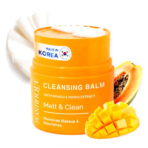 PLANTIFIQUE Korean Cleansing Balm – Hydrating Makeup Remover with Hyaluronic Acid & Ceramides – Oil Based Face Cleanser - Removes Waterproof Makeup & Sunscreen, Balsamo Desmaquillante 1.41 oz / 40g